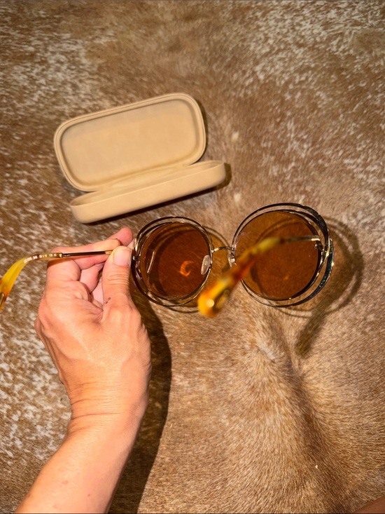 Round Amber Oversized Sunglasses - Yellow